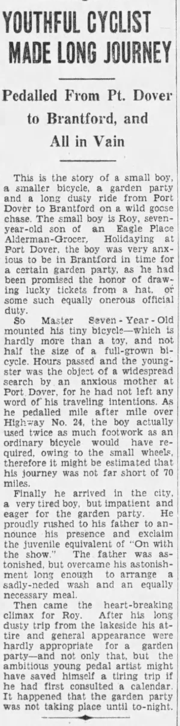 Youthful Cyclist Made Long Journey