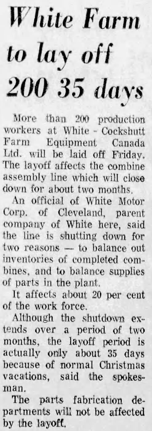 White Farm to Lay off 200 35Days