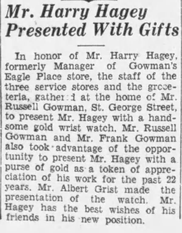 Mr. Harry Haley Presented with Gifts