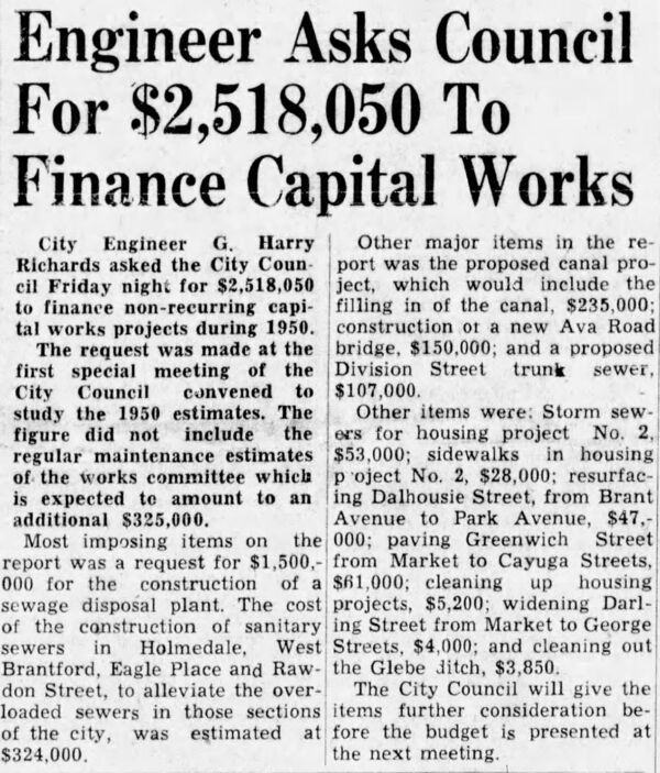 Engineer Asks Council for $2,518,050 to Finance Capital Works