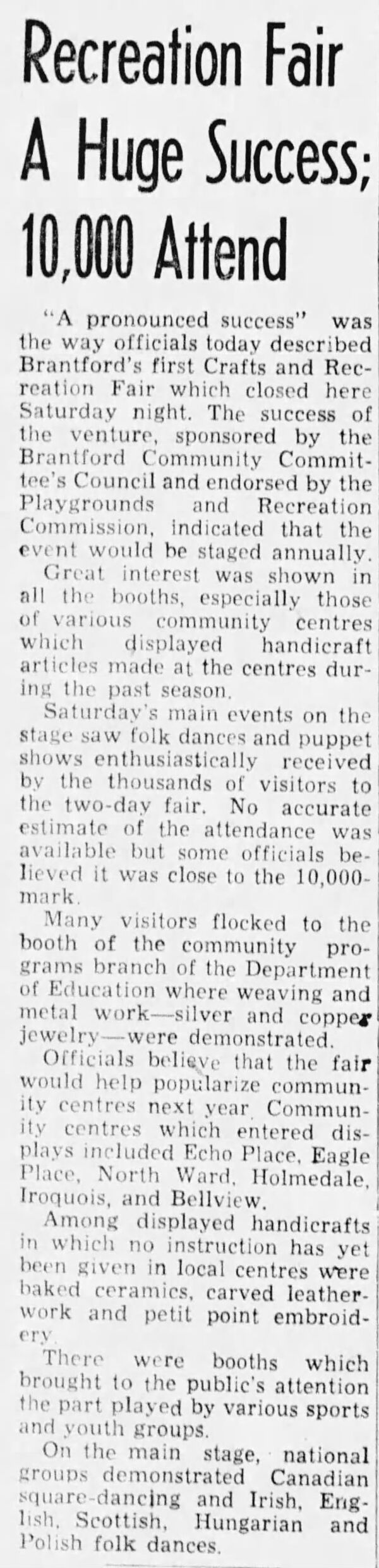 Recreation Fair a Huge Success 10,000 Attend