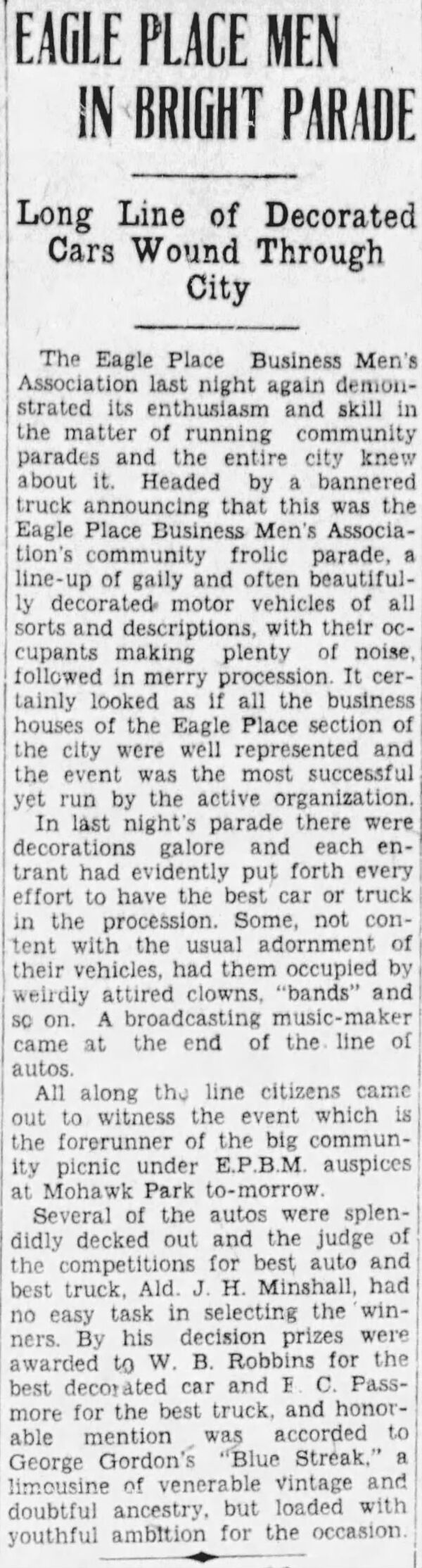 Eagle Place Men in Bright Parade