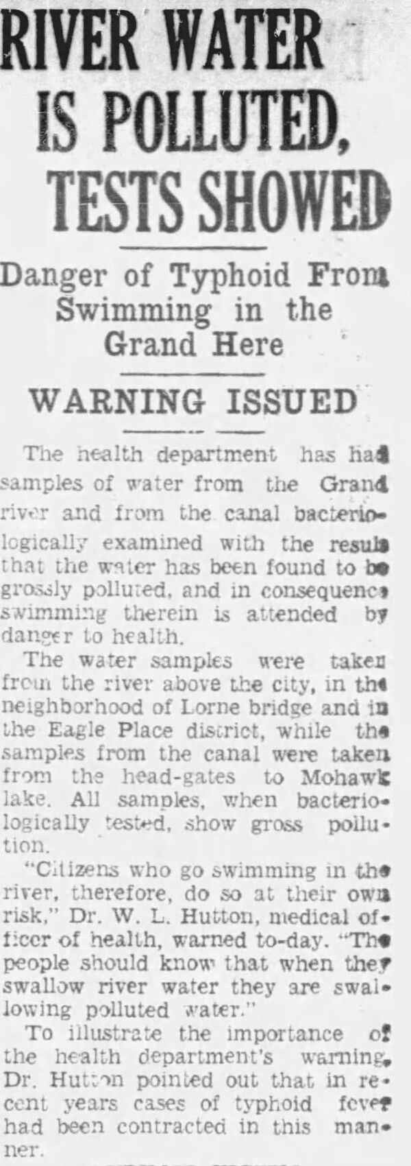River Water is Polluted, Tests Showed.