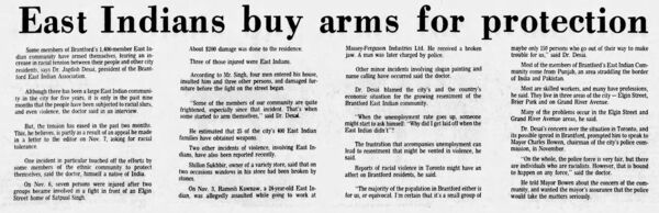 East Indians Buy Arms for Protection