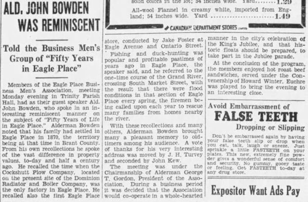 Ald.John Bowden was Reminiscent