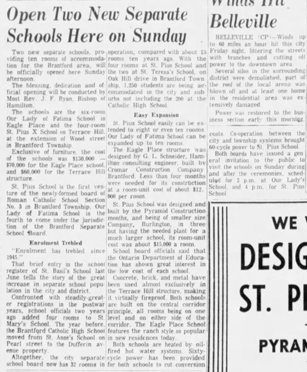 Open Two New Separate Schools Here on Sunday