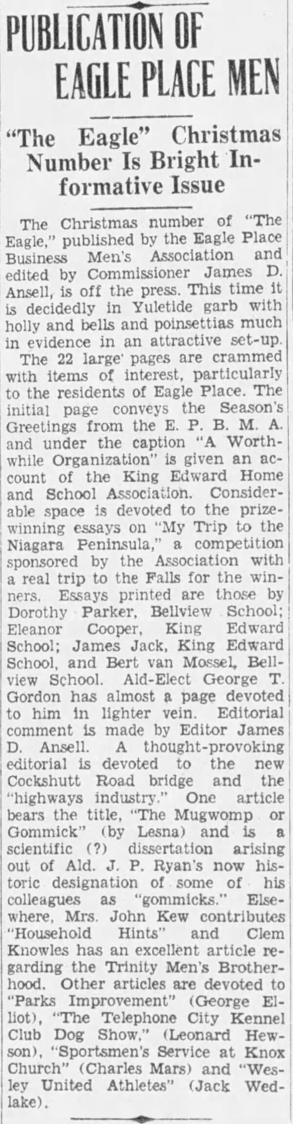 Publication of Eagle Place Men