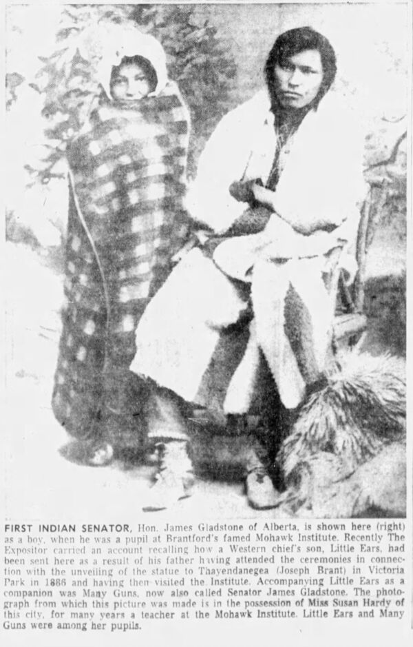 First Indian Senator - Sons of Senator James Gladstone Posing for a Picture